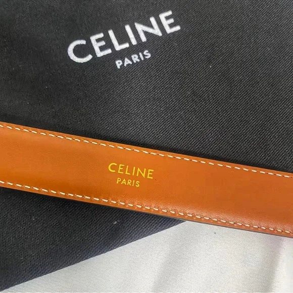 Celine Triomphe Buckle Belt Brown Leather 85cm / 34in Women’s - Picture 4 of 5